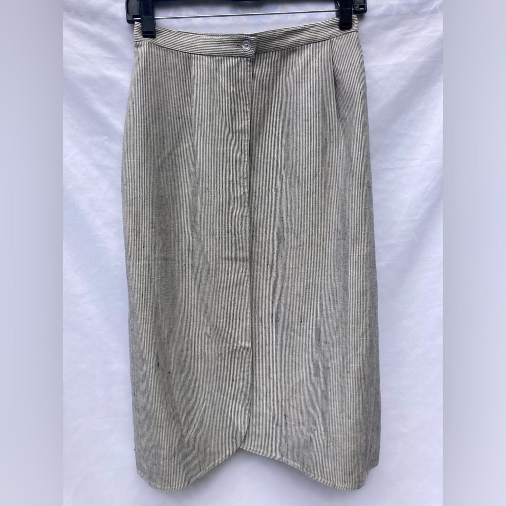 Vintage Betty Hanson Black and Ivory Wrap Skirt, Size 6
